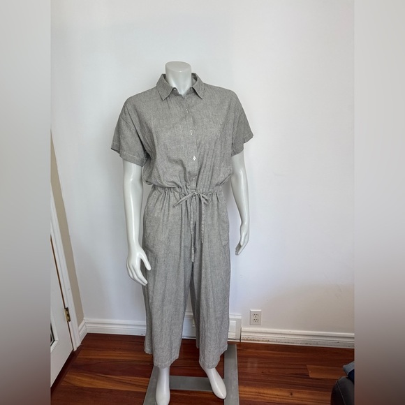 EILEEN FISHER - ORGANIC COTTON LINEN Ticking Stripe Jumpsuit. Boxy fit. XS - Picture 10 of 14